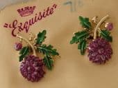 1960s Chrysanthemum Earrings Signed Exquisite - On Original Card (SOLD)
