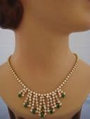 1960s Emerald Green and White Diamante Necklace (Sold)