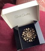 1960s Floral Brooch by Sarah Coventry Peta-Lure  - Gold tone Openwork - Original Box