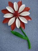 1960s Flower Brooch - Brown and White Daisy - Cold Enamel (SOLD)
