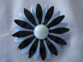 1960s Flower Power!  A Huge Bloom of a Brooch in Navy and Soft Blue (Sold)