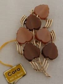 1960s Signed Coro Brooch - Stylised Flowers (Sold)