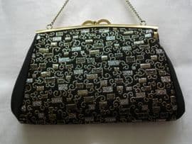 1970's Black Bag with Gold and Silver Pattern(Sold)