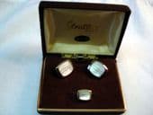 1970's Mother of Pearl and Goldtone Cufflinks & Matching Tie Pin by Stratton (SOLD)