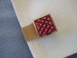 1970s Cufflinks - Pinky Mauve Mother of Pearl in Gold Mesh Design