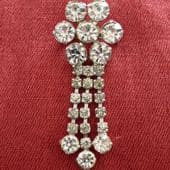 1980s Sparkly Brooch - Diamante Drop Brooch - Bold Diamante Jewels Very Bling!
