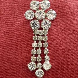 1980s Sparkly Brooch - Diamante Drop Brooch - Bold Diamante Jewels Very Bling!