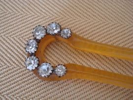19th Century Horn Haircomb with Paste Decoration (SOLD)
