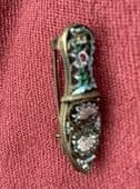 19th Century Italian Antique Micro Mosaic Brooch in the shape of a Shoe or Slipper