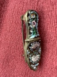 19th Century Italian Antique Micro Mosaic Brooch in the shape of a Shoe or Slipper