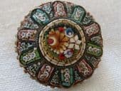 19th Century Micro Mosaic Floral Pin - Round Brooch, Exceptional Detail (SOLD)
