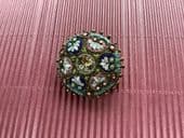 19th Century Micro Mosaic Floral Round Brooch, Exceptional Detail