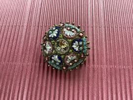 19th Century Micro Mosaic Floral Round Brooch, Exceptional Detail