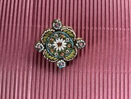 19th Century Rose and Daisy Micro Mosaic Brooch