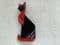 A Black and  Red Cubist Cat Brooch  - Art Deco Style Cat Pin by Lea Stein Paris