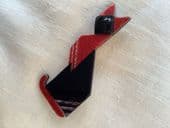A Black and  Red Cubist Cat Brooch  - Art Deco Style Cat Pin by Lea Stein Paris