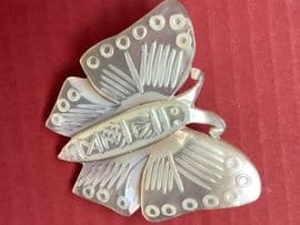 A Butterfly Brooch - Vintage Mother of Pearl Butterfly Pin from The Holy Land -
