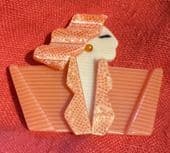 A 'Carmen'  or Joan Crawford Brooch by Lea Stein of Paris in Coral Peach Colour  - Lovely Lady Pin