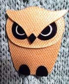 A Golden Owl  Brooch "Buba" by Lea Stein of Paris  Owl Pin
