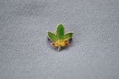 A Miniature Canadian Maple Leaf Pin - Enamel and Silver - More GREEN colour!