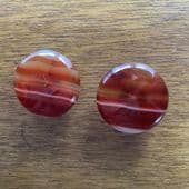 A Pair of Victorian  Bachelor Stud  Buttons in Natural Striped Red Carnelian