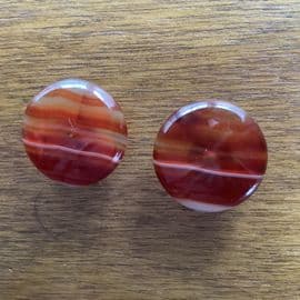 A Pair of Victorian Bachelor Stud Buttons in Natural Striped Red Carnelian