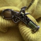 A Pistol Scarf Ornament - Vintage Miracle Scarf Ring - Jewel set