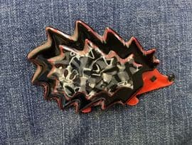 A Signed Lea Stein, Paris  Hedgehog Brooch - Black and Red