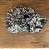 A Silver White and Black Cat Brooch Gomina the Cat by Lea Stein of Paris