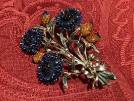An  Exquisite Cornflower Brooch 1960's - Darker Blue Colour