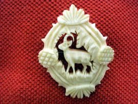 Antique 'Black Forest' Carved Mountain Goat or Ibex Brooch