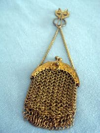 Antique Chatelaine Purse - Chain Mesh Purse on Belt Clip (SOLD)