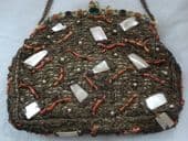 Antique Gold Braid Vintage Evening Bag with real Branch Coral and Mother of Pearl Decoration.(sold)