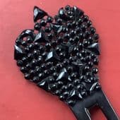 Antique Victorian Black French Jet Topped Hair comb