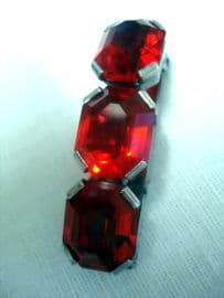 Art Deco Dress Clip - 1930's Red Crystal in Chromed Metal (SOLD)