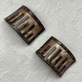 Art Deco French Celluloid Shoe Buckles or Trims - Shades of  Brown marked S.G.D.G