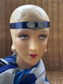 Art Deco Hat Band Ornament - Celluloid and Diamante Slide Buckle - French Costume Accessory