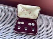 Art Deco  Mother of Pearl and Rhodium Cufflinks & Matching Shirt Studs Set by Stratton