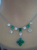 Art Deco Necklace - 1920s Green and White Crystal Necklace (Sold)