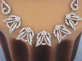 Art Deco Necklace - Fine Paste Necklace in Chromed Metal Setting Circa 1930s (SOLD)