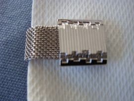 Art Deco Revival 1970s Cufflinks - Stepped Squares on Silver Mesh Design