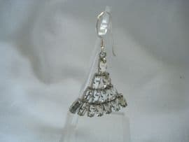 Art Deco Revival Fan Shaped Diamante Earrings on New Silver Earwires (SOLD)