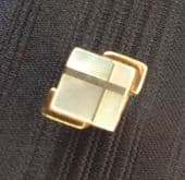 Art Deco Revival Tie Tack - Mother of Pearl with gold lines (SOLD)