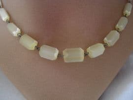 Art Deco Russian Cane Glass Bead Necklace with Chromed Spacers (SOLD)