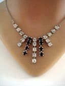 Art Deco Style Diamante Necklace in Black and White (SOLD)