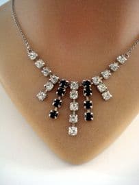 Art Deco Style Diamante Necklace in Black and White (SOLD)