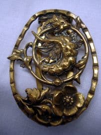 Art Nouveau Design Dress Clip with Water Dragon and Open Flower (SOLD)