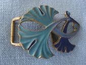 Art Nouveau Floral Buckle in True Blue and Turquoise (SOLD)