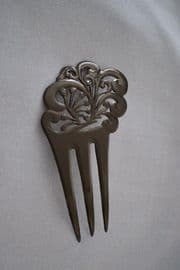 Art Nouveau Hair Comb in Black Celluloid - Edwardian Hair Accessory circa 1910 (SOLD)