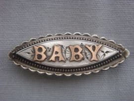 BABY Victorian Baby Brooch - Sterling Silver with Rose Gold (SOLD)